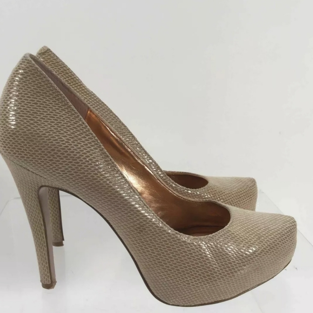 Bcbgeneration Snake Embossed Beige Platform Pumps - image 5